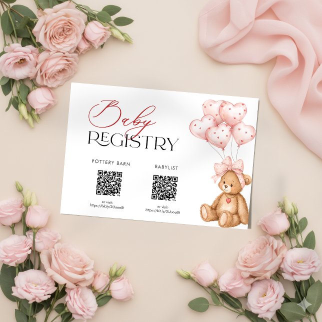 Tarjeta De Recepción Valentine Baby Shower Registry Card (Valentine Baby Shower Registry Card)