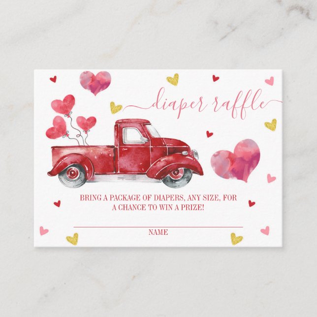 Tarjeta De Recepción Valentine Diaper Raffle Baby Shower (Anverso)