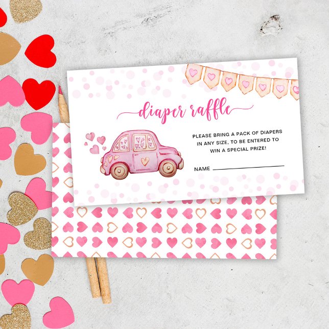 Tarjeta De Recepción Valentine Pink Car Sor Diaper Raffle (Subido por el creador)