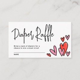 Tarjeta De Recepción Valentine Pink Hearts Diaper Raffle Baby Shower
