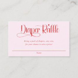 Tarjeta De Recepción Valentines heart girl baby shower diaper raffle