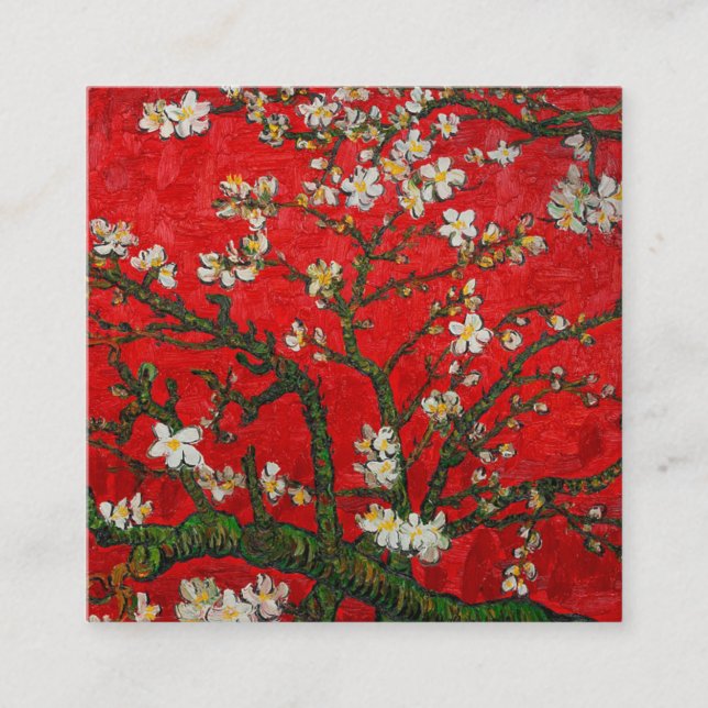 Tarjeta De Recepción Van Gogh Almond Blossoms Red (Anverso)