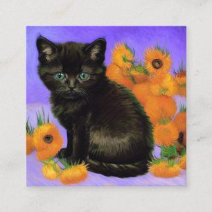 Tarjeta De Recepción Van Gogh Black Kitten con girasoles