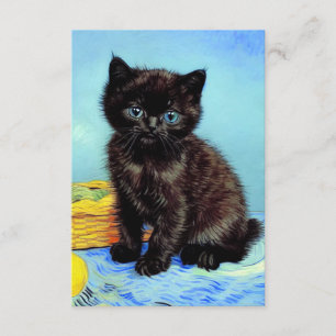 Tarjeta De Recepción Van Gogh Black Kitten con yarn