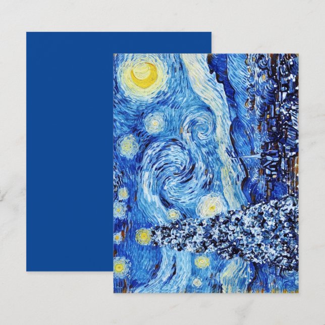 Tarjeta De Recepción Van Gogh - La Noche Estridente - Navidades Blancos (Anverso / Reverso)