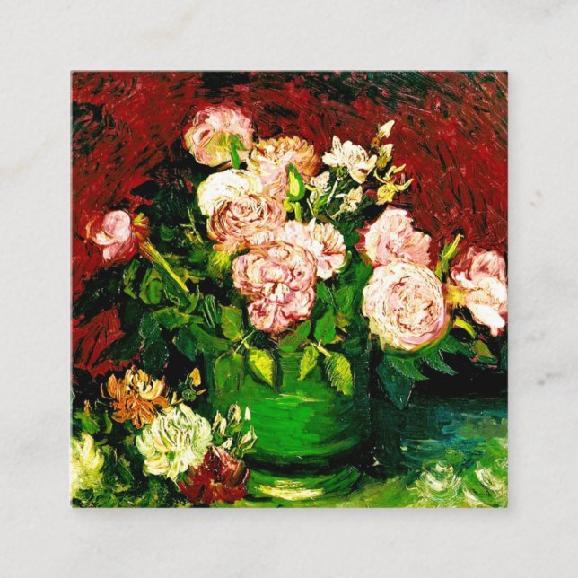 Tarjeta De Recepción Van Gogh Peonies y Rosas (Anverso)