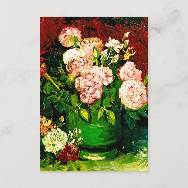 Tarjeta De Recepción Van Gogh Peonies y Rosas (Anverso)