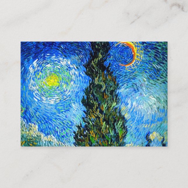 Tarjeta De Recepción Van Gogh Road con Cypress y Star (Anverso)