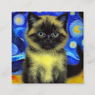 Tarjeta De Recepción Van Gogh Starry Night Siamese Cat