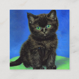 Tarjeta De Recepción Van Gogh Style Black Kitten