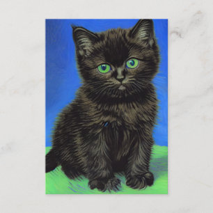 Tarjeta De Recepción Van Gogh Style Black Kitten