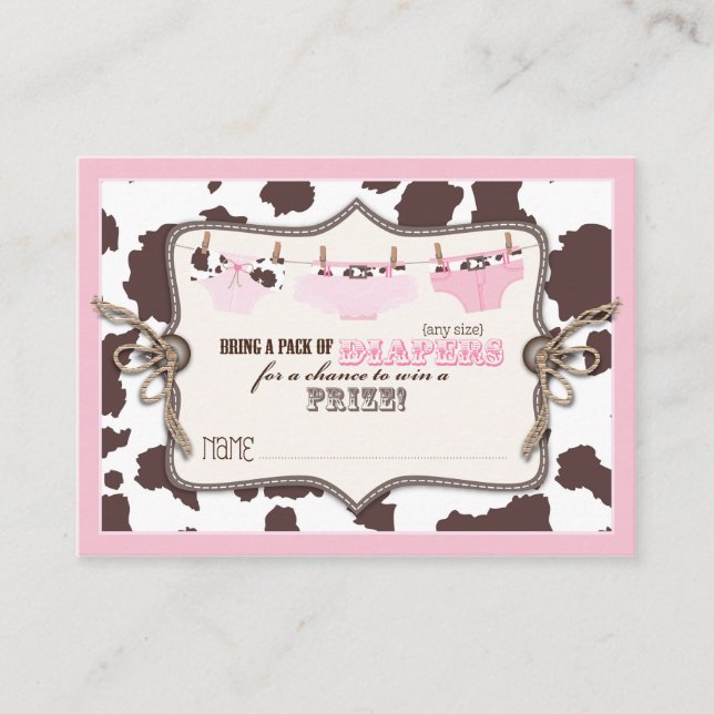 Tarjeta De Recepción Vaquera Tutu y Jeans Diaper Raffle Ticket (Anverso)