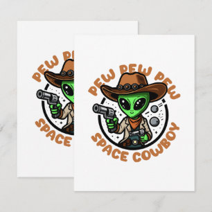 Tarjeta De Recepción Vaquero Espacial Alien Divertido