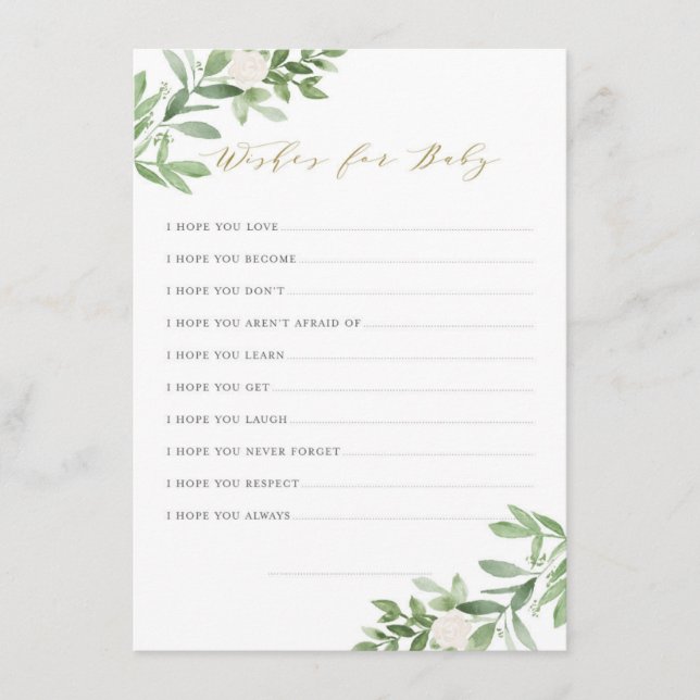 Tarjeta De Recepción Vegetación acuática Flores blancas deseo de bebé (Anverso)