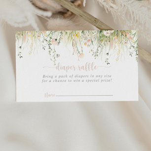 Tarjeta De Recepción Vegetación Boho Wildflower Diaper Ticket