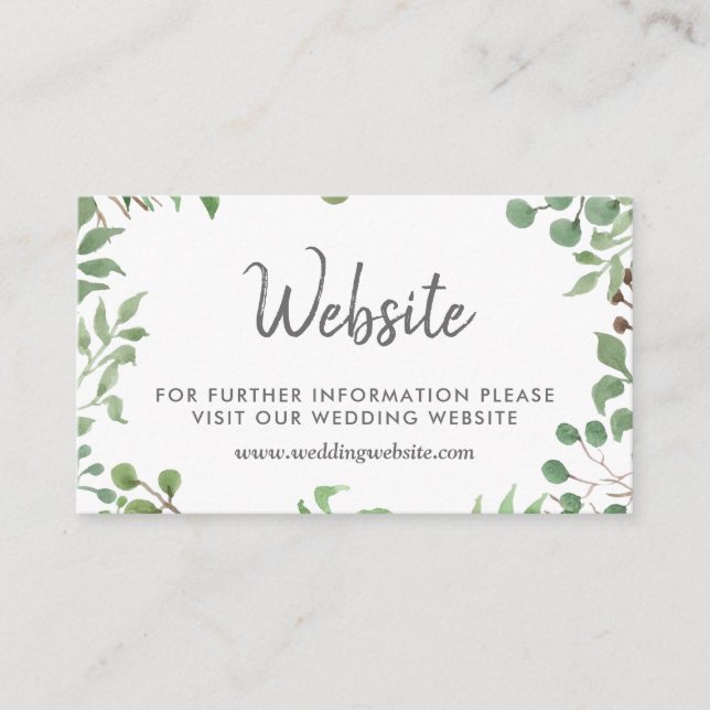 Tarjeta De Recepción Vegetación botánica | Sitio web Boda (Anverso)