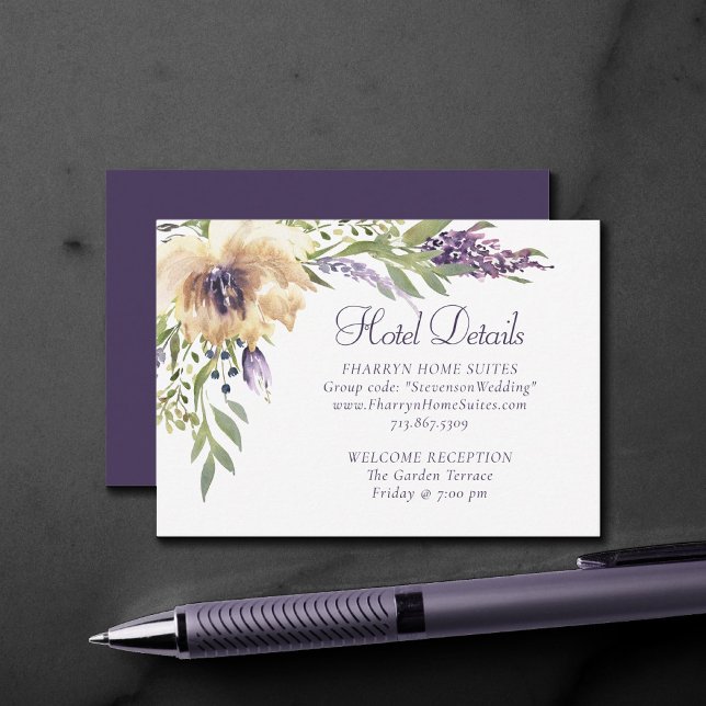 Tarjeta De Recepción Vegetación de Anemone | Floral Purple Boho Hotel D (Subido por el creador)