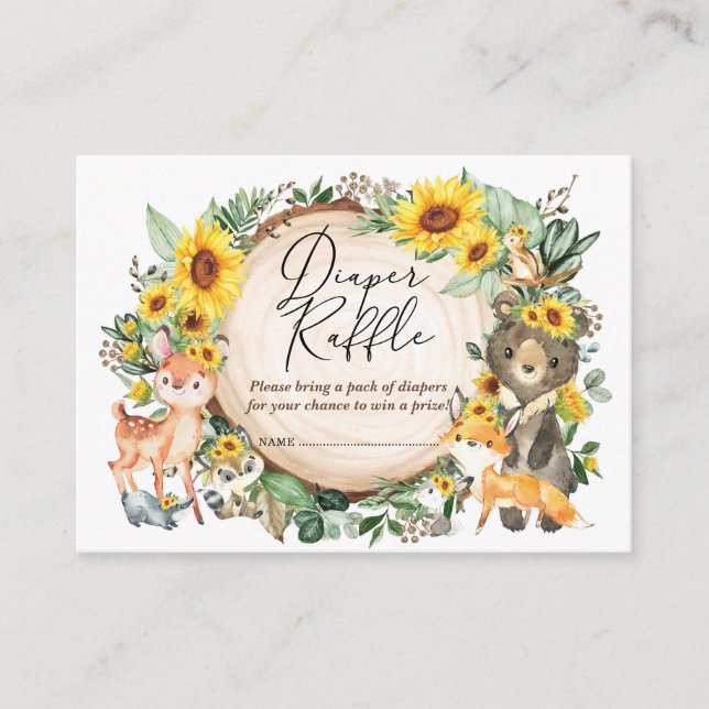 Tarjeta De Recepción Vegetación de girasol Madera de Woodland Animales  (Anverso)