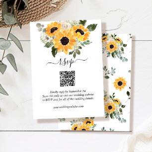 Tarjeta De Recepción Vegetación de la sabana de los girasoles QR Boda d