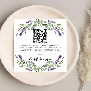 Tarjeta De Recepción Vegetación de lavanda Boda de código QR RSVP