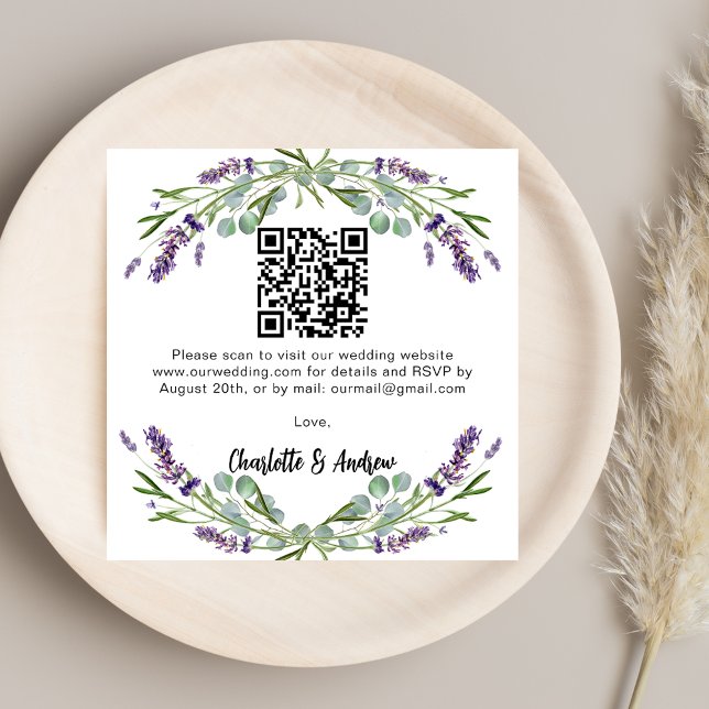 Tarjeta De Recepción Vegetación de lavanda Boda de código QR RSVP (Subido por el creador)