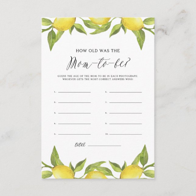 Tarjeta De Recepción Vegetación de limón acuarela ¿Qué edad tenía la ma (Anverso)