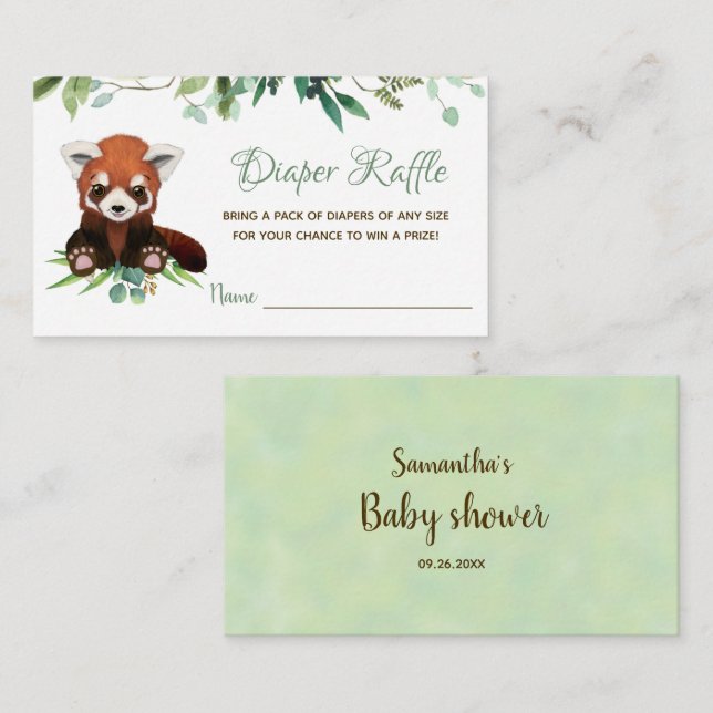 Tarjeta De Recepción Vegetación del oso Baby Shower Neutral Diaper Raff (Anverso / Reverso)