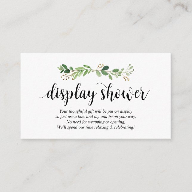 Tarjeta De Recepción Vegetación, escritura negra moderna, ducha de pant (Anverso)