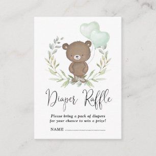 Tarjeta De Recepción Vegetación suave Teddy Bear Baby Shower Diaper Raf