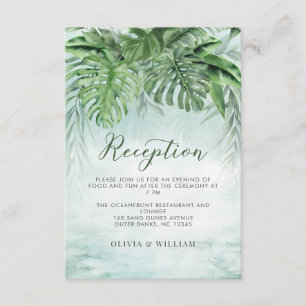 Tarjeta De Recepción Vegetación tropical acuarela Acogida de matrimonio