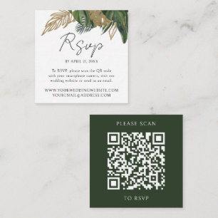 Tarjeta De Recepción Vegetación Tropical Boda Código QR Botánico Boda R