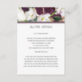 Tarjeta De Recepción Velvet Magnolia Detalles clásicos modernos de boda
