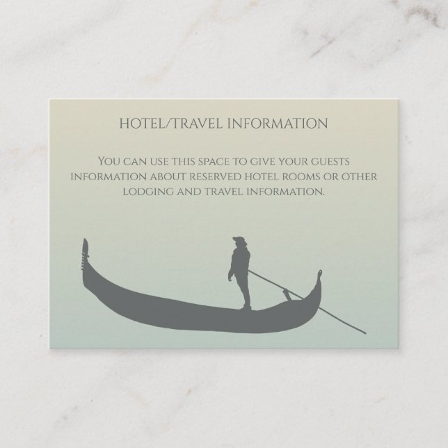 Tarjeta De Recepción Venecia Gondola Silhouette en Sunset Boda (Anverso)
