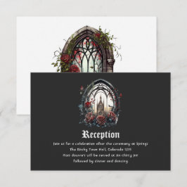 Tarjeta De Recepción Ventana de Castillo de Fantasía Oscura Boda Gótica