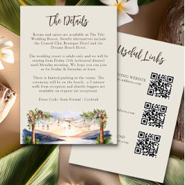 Tarjeta De Recepción Verano acuarela Beach Wedding Detalles del código