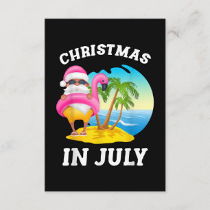 Tarjeta De Recepción Verano De La Piscina Santa Flamingo En Julio
