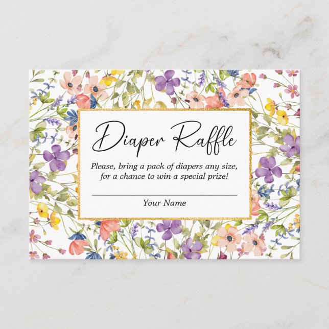 Tarjeta De Recepción Verano Flor silvestre Meadow Baby Shower Diaper Ra (Anverso)