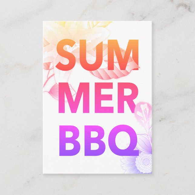 Tarjeta De Recepción Verano floral BBQ (Anverso)