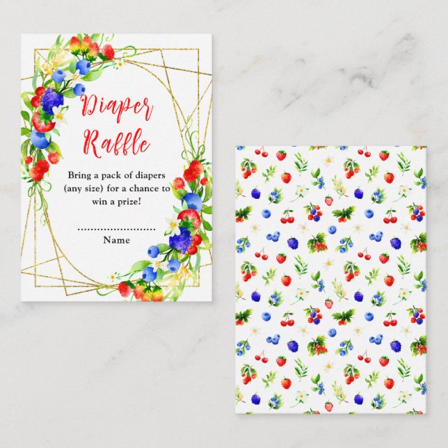 Tarjeta De Recepción Verano mezclado Berries Baby Shower Diaper Raffle (Anverso / Reverso)