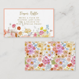 Tarjeta De Recepción Verano Peach Floral Baby Shower Diaper Raffle
