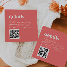 Tarjeta De Recepción Verano retro | Detalles del Boda de código QR rosa