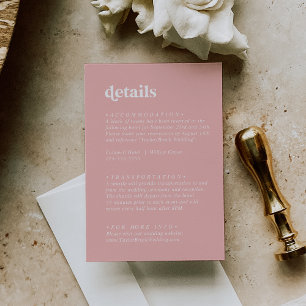 Tarjeta De Recepción Verano retro   Detalles del Boda rosa Rubor