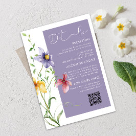 Tarjeta De Recepción Verano Romántico prado floral elegante Boda