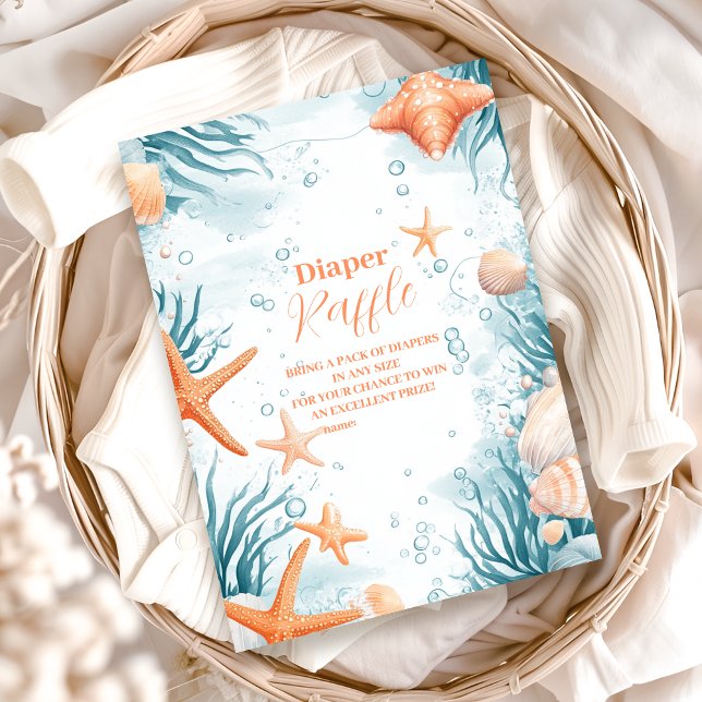 Tarjeta De Recepción Verano Tropical Playa Starfish Diapper Raffle (Subido por el creador)