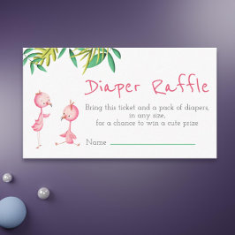 Tarjeta De Recepción Verano tropical Twin Flamingos Diaper Raffle