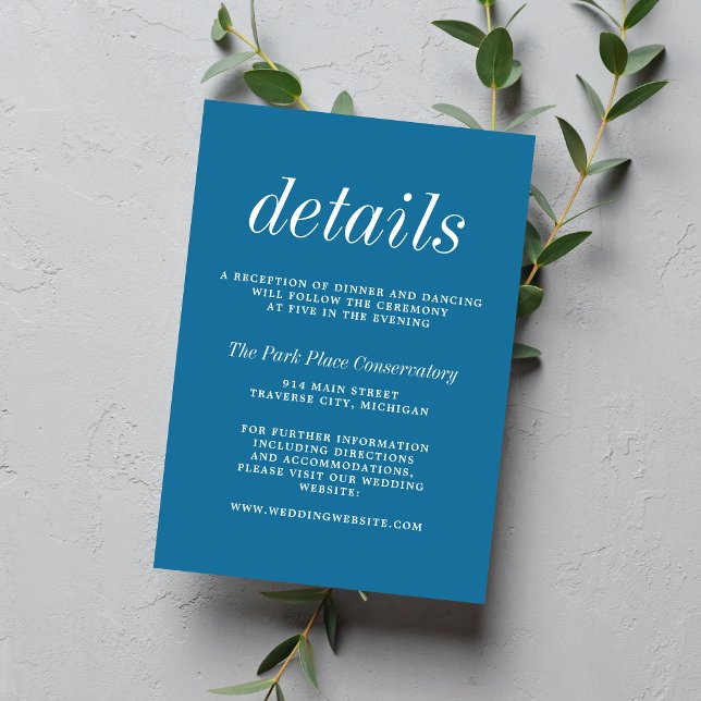 Tarjeta De Recepción Verdadera sencillez 2 Boda azul mínimo invernal (Subido por el creador)