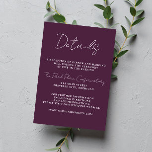 Tarjeta De Recepción Verdadera sencillez 3 guión Boda de columnas mínim