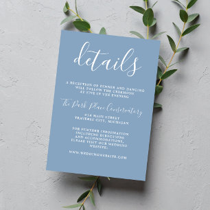Tarjeta De Recepción Verdadera simplicidad 1 Boda Minimalista azul glac