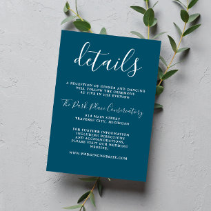 Tarjeta De Recepción Verdadera simplicidad 1 Boda Minimalista azul Nept