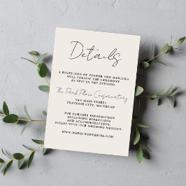 Tarjeta De Recepción Verdadera simplicidad 3 Boda Minimalista Beige y n